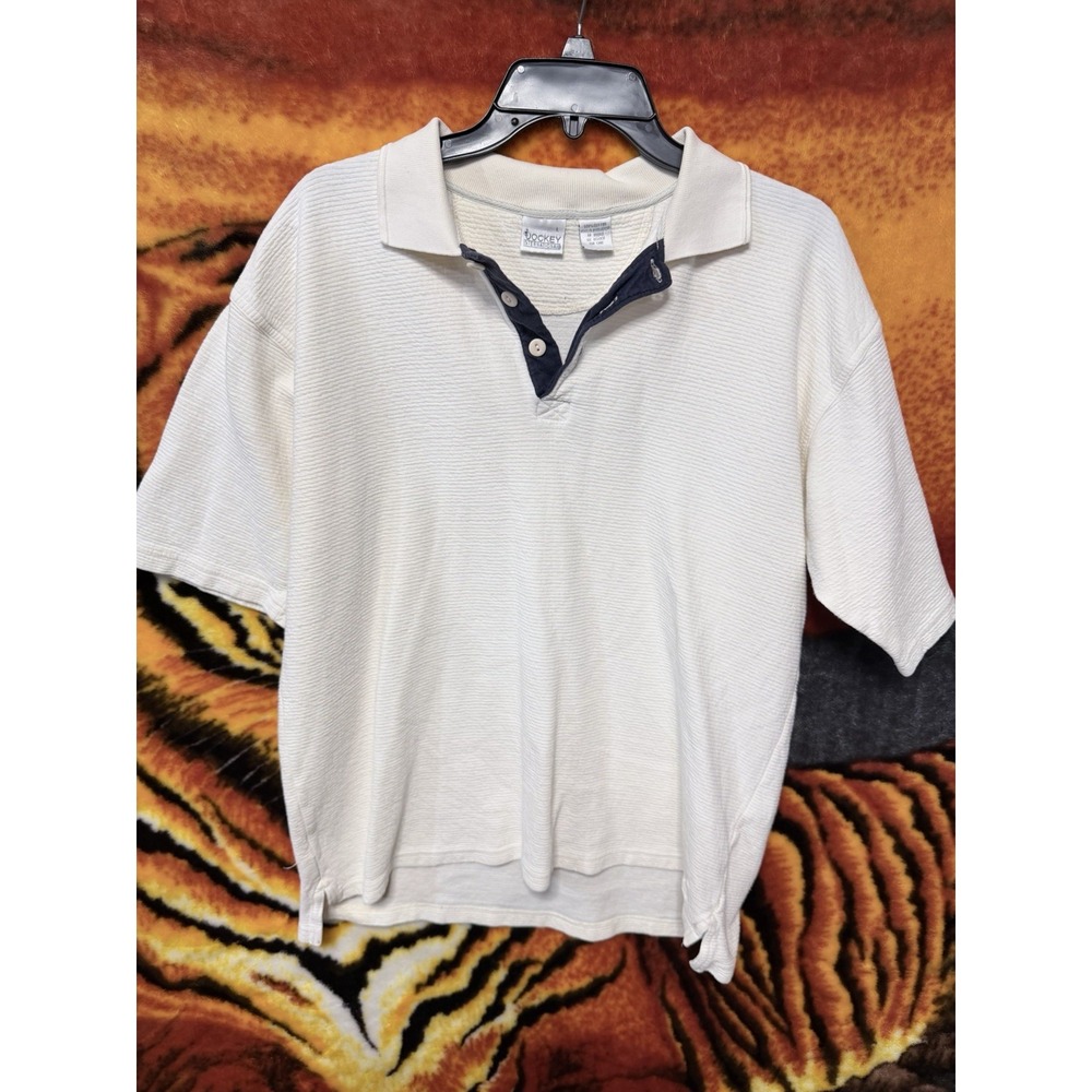 Vintage Jockey Men's Textured Lined Short Sleeve Polo Shirt